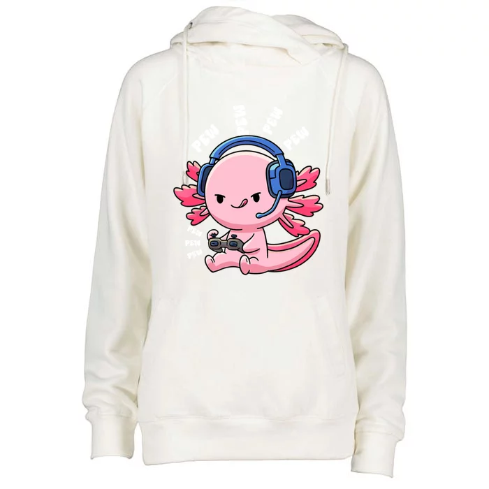 Axolotl Gaming Anime Video Game Pew Gamer Great Gift Womens Funnel Neck Pullover Hood