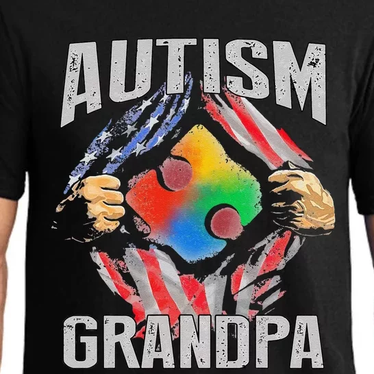 Autism Grandpa American Flag Autism Awareness Pajama Set