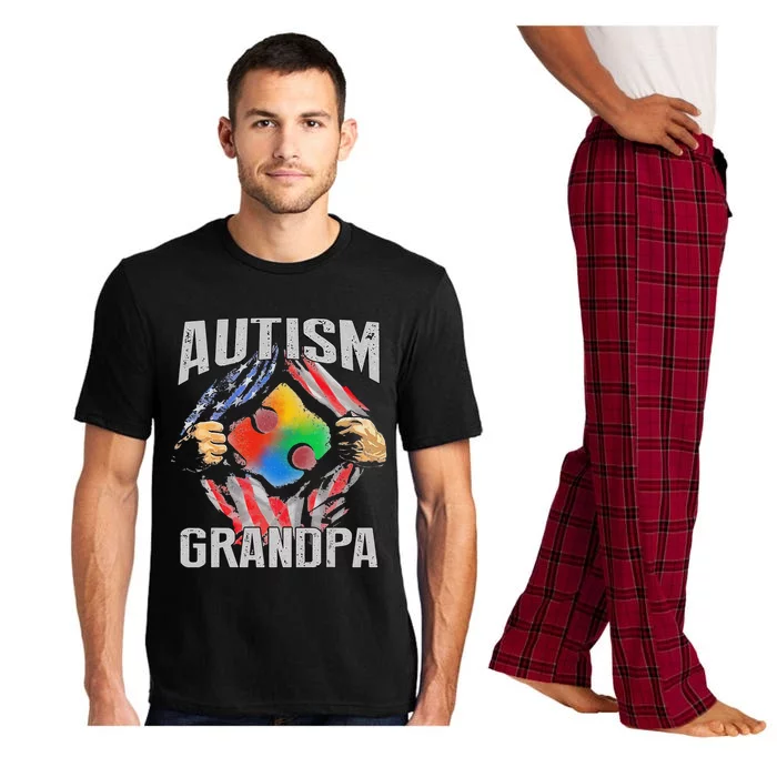 Autism Grandpa American Flag Autism Awareness Pajama Set