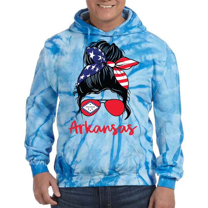 Arkansas Girl Arkansas Flag State Girlfriend Tie Dye Hoodie