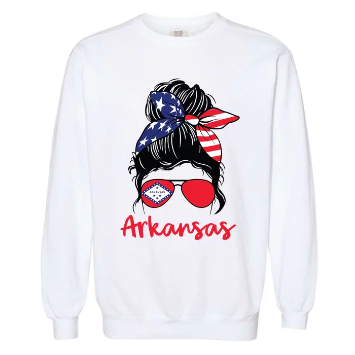 Arkansas Girl Arkansas Flag State Girlfriend Garment-Dyed Sweatshirt