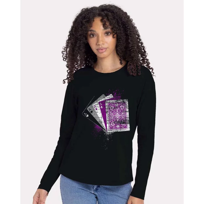 Asexuality Gift Ace Flag Playing Cards Queer Lgbt Asexual Womens Cotton Relaxed Long Sleeve T-Shirt