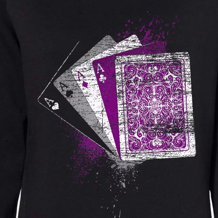 Asexuality Gift Ace Flag Playing Cards Queer Lgbt Asexual Womens California Wash Sweatshirt