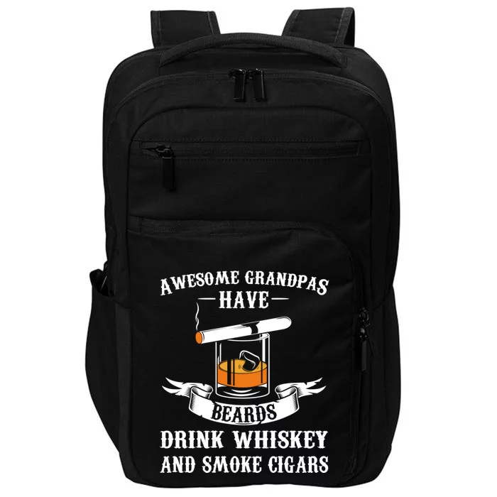 Awesome Grandpa's Beards Whiskey And Cigars Cigars Gift Impact Tech Backpack