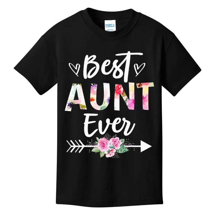 Aunt Gifts Best Aunt Ever Mothers Day Flower Kids T-Shirt