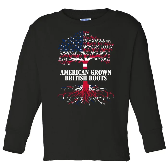 American Grown British Roots Toddler Long Sleeve Shirt