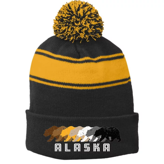 Alaska Gay Bear Distressed Stripe Pom Pom Beanie