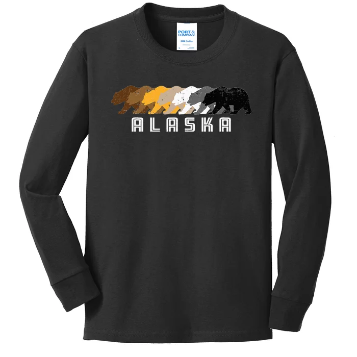 Alaska Gay Bear Distressed Kids Long Sleeve Shirt