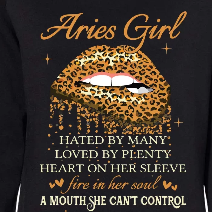 Aries Girl Birthday Gifts Funny Leopard Sexy Lip Womens California Wash Sweatshirt