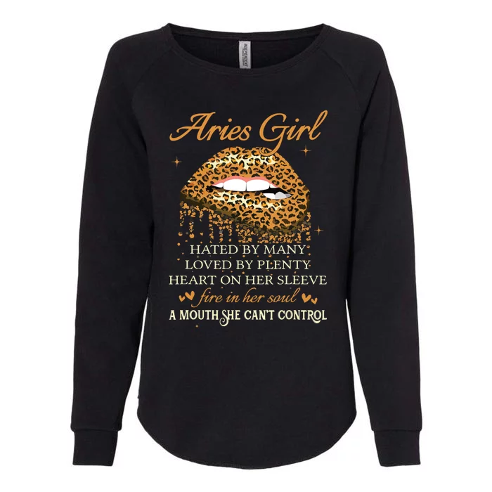 Aries Girl Birthday Gifts Funny Leopard Sexy Lip Womens California Wash Sweatshirt