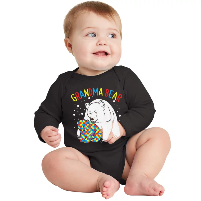 Autism Grandma Bear! Autism Awareness Gift Baby Long Sleeve Bodysuit