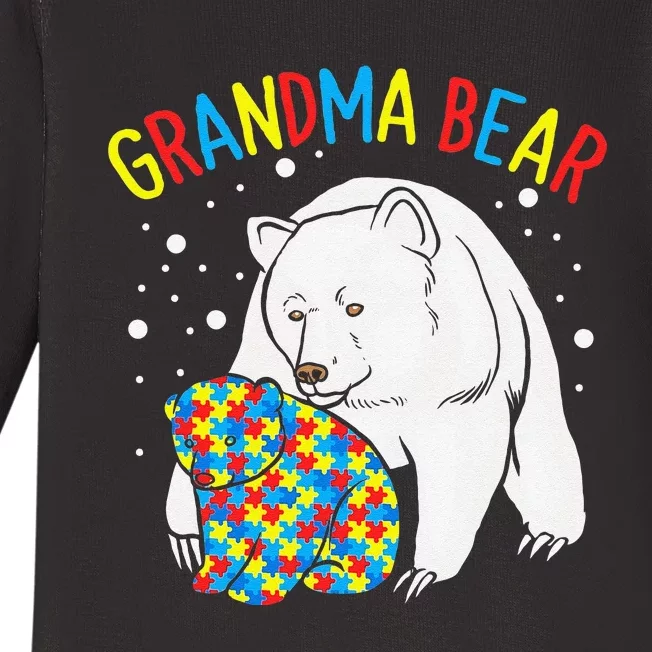 Autism Grandma Bear! Autism Awareness Gift Baby Long Sleeve Bodysuit