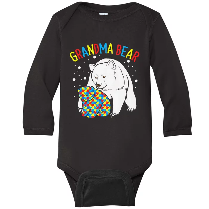 Autism Grandma Bear! Autism Awareness Gift Baby Long Sleeve Bodysuit