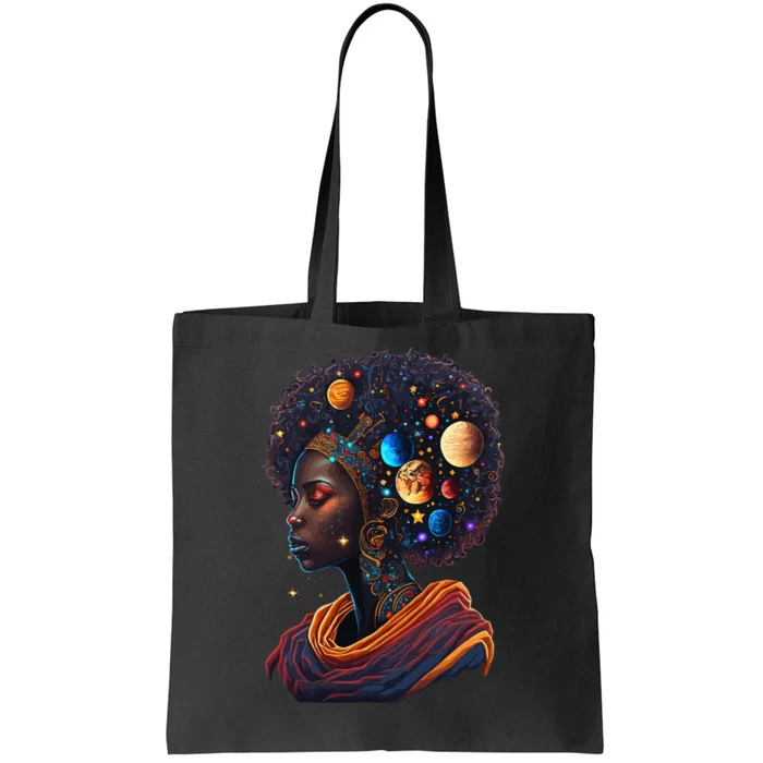 Afro Galactic Beauty Queen Pride Woman Space Black History Tote Bag