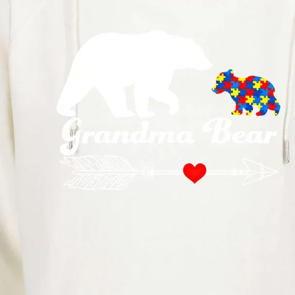 Autism Grandma Bear Autism Awareness Day Autistic Support Great Gift Womens Funnel Neck Pullover Hood