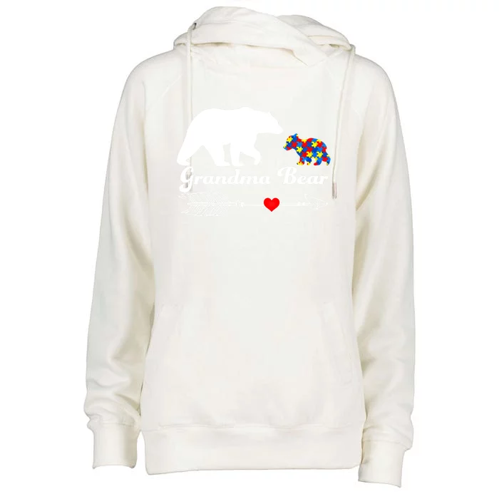 Autism Grandma Bear Autism Awareness Day Autistic Support Great Gift Womens Funnel Neck Pullover Hood