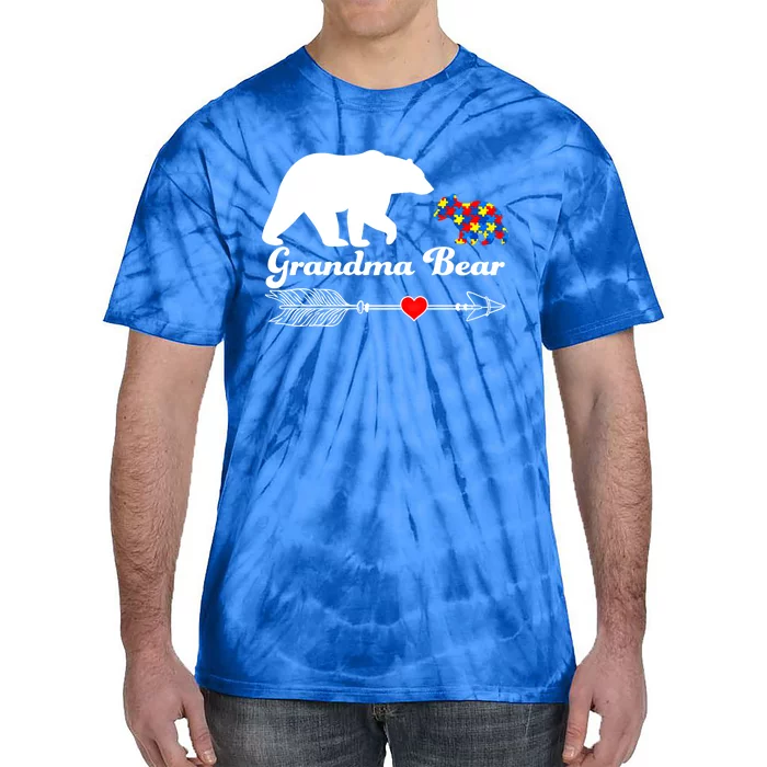 Autism Grandma Bear Autism Awareness Day Autistic Support Great Gift Tie-Dye T-Shirt