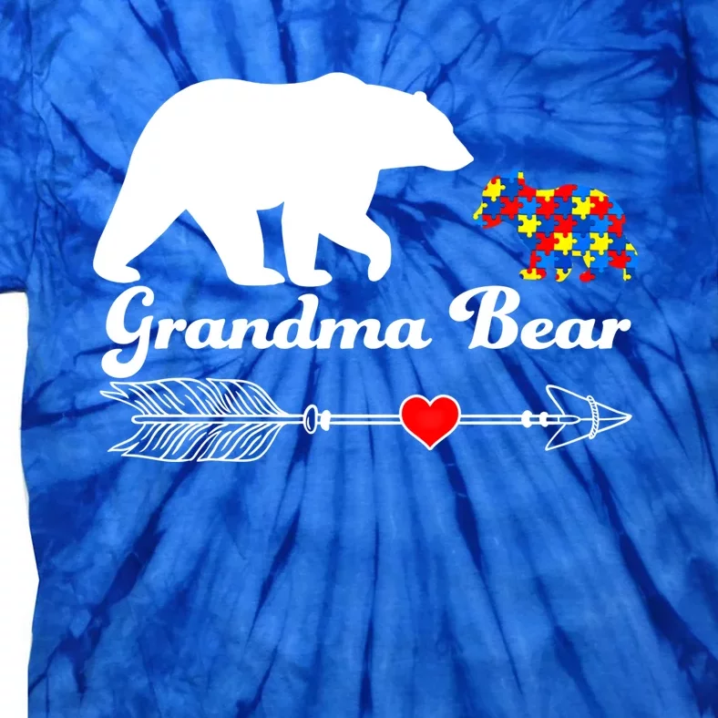 Autism Grandma Bear Autism Awareness Day Autistic Support Great Gift Tie-Dye T-Shirt