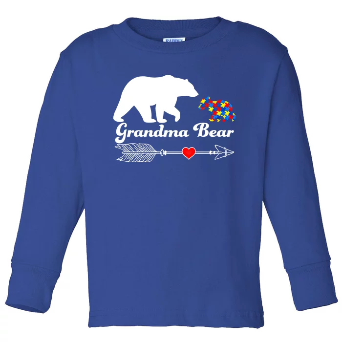 Autism Grandma Bear Autism Awareness Day Autistic Support Great Gift Toddler Long Sleeve Shirt