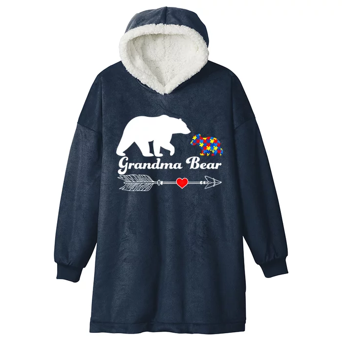 Autism Grandma Bear Autism Awareness Day Autistic Support Great Gift Hooded Wearable Blanket