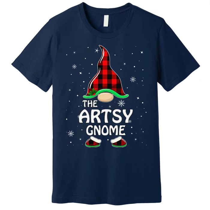 Artsy Gnome Buffalo Plaid Matching Family Christmas Premium T-Shirt