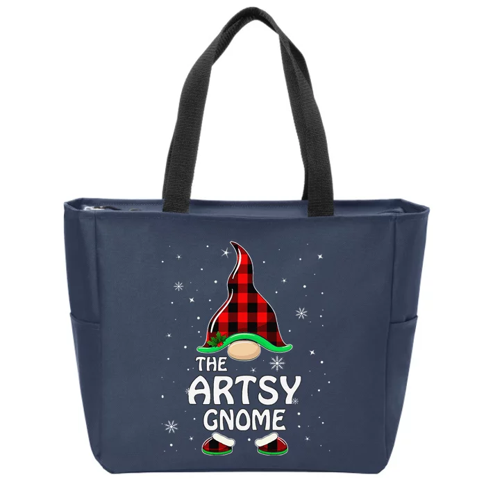 Artsy Gnome Buffalo Plaid Matching Family Christmas Zip Tote Bag