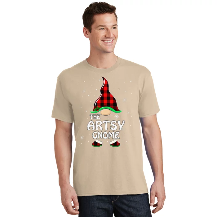 Artsy Gnome Buffalo Plaid Matching Family Christmas T-Shirt