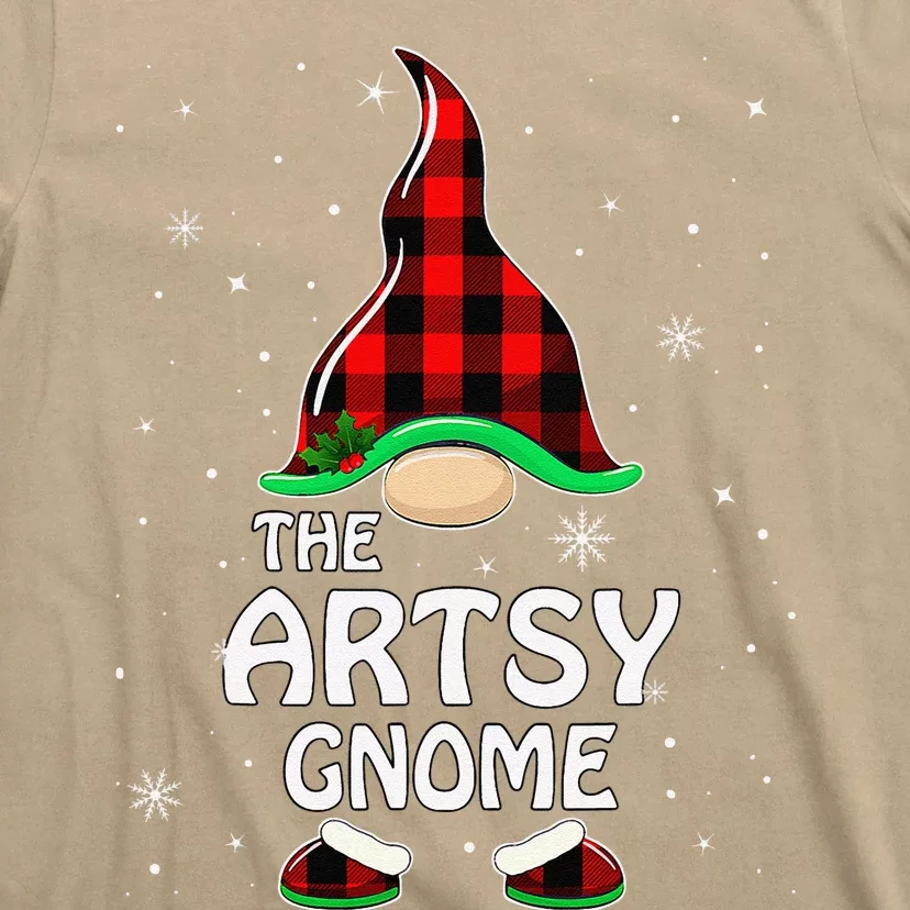 Artsy Gnome Buffalo Plaid Matching Family Christmas T-Shirt