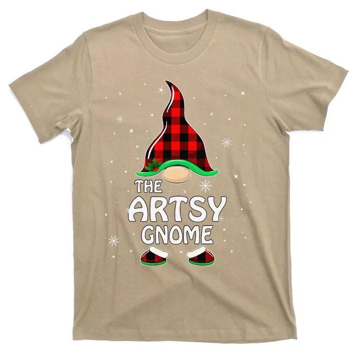 Artsy Gnome Buffalo Plaid Matching Family Christmas T-Shirt