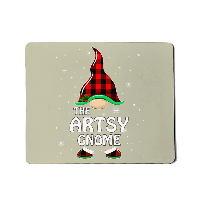 Artsy Gnome Buffalo Plaid Matching Family Christmas Mousepad