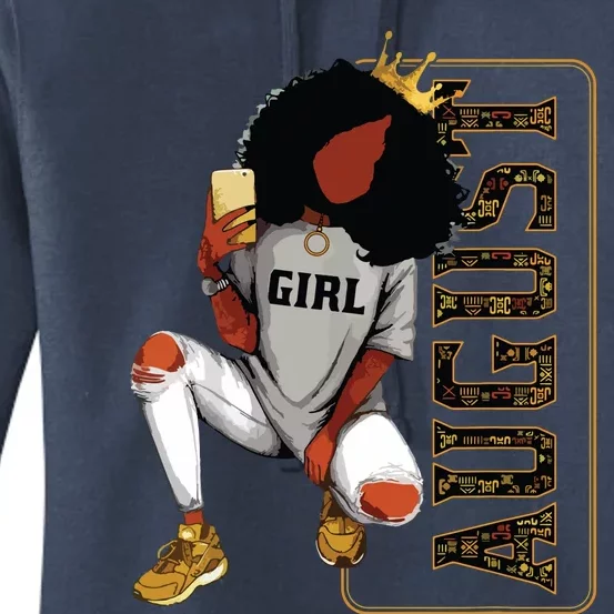 August Girl Birthday Melanin Afro Queen For Black Women Women's Pullover Hoodie