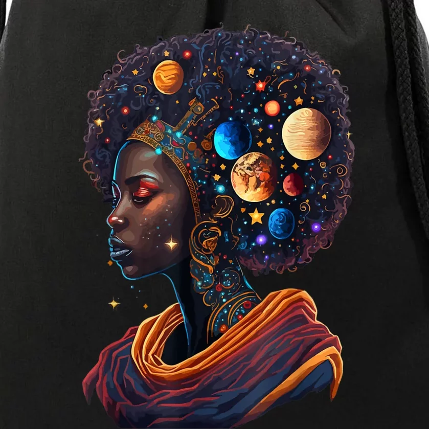 Afro Galactic Beauty Queen Pride Woman Space Black History Drawstring Bag