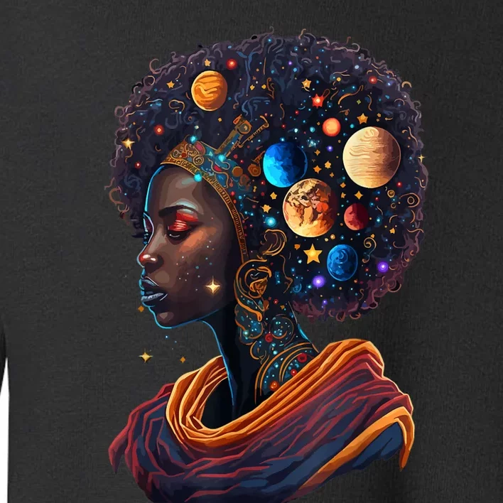 Afro Galactic Beauty Queen Pride Woman Space Black History Toddler Sweatshirt