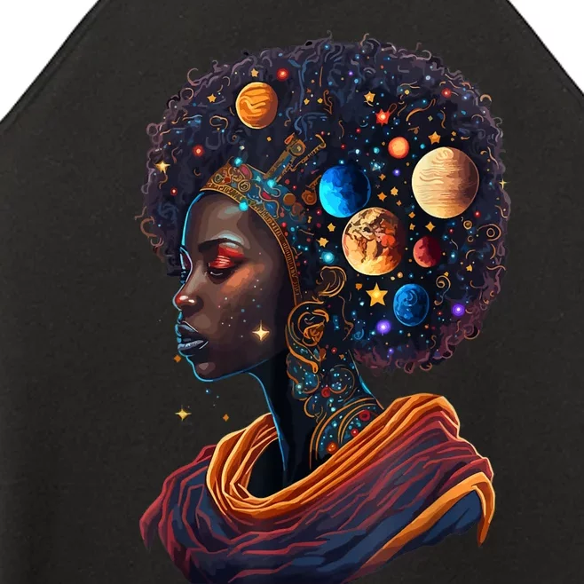 Afro Galactic Beauty Queen Pride Woman Space Black History Women’s Perfect Tri Rocker Tank