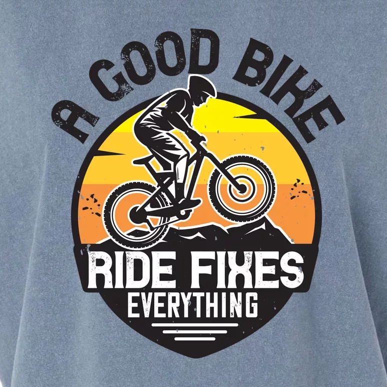 A Good Bike Ride Fixes Everything Mountain Biking Garment-Dyed Women's Muscle Tee