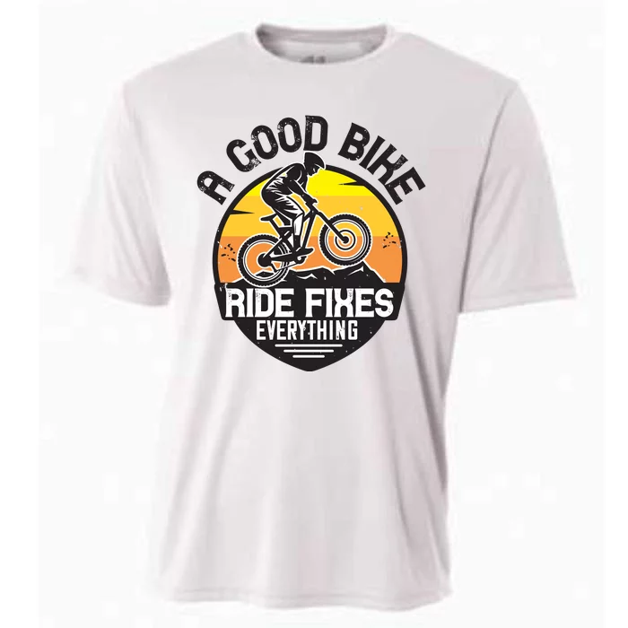 A Good Bike Ride Fixes Everything Mountain Biking Cooling Performance Crew T-Shirt