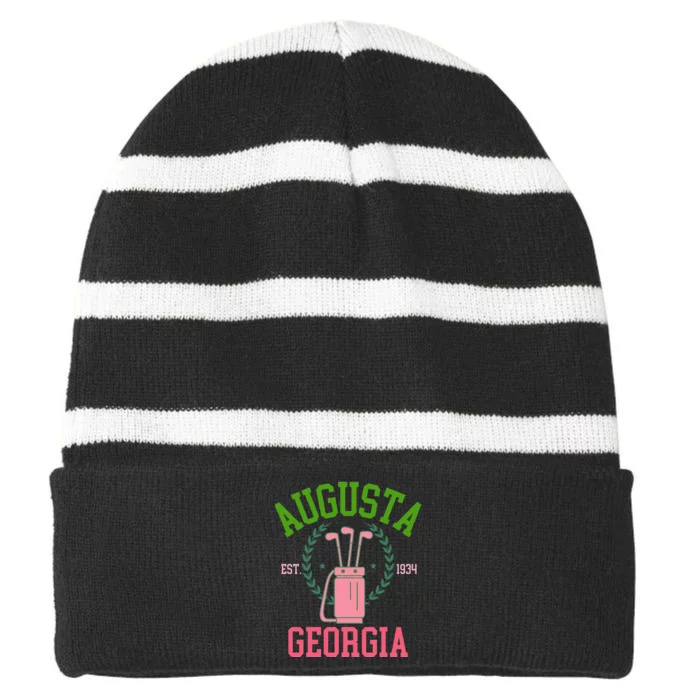 Augusta Georgia Coquette Golf Tournament Striped Beanie with Solid Band