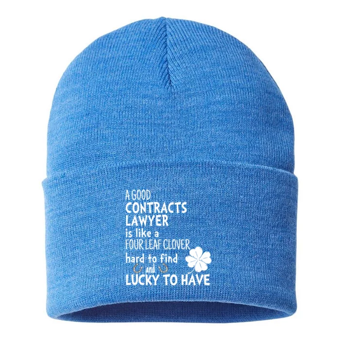 A Good Contracts Lawyer Is Like A 4 Leaf Clover St Patricks Gift Sustainable Knit Beanie