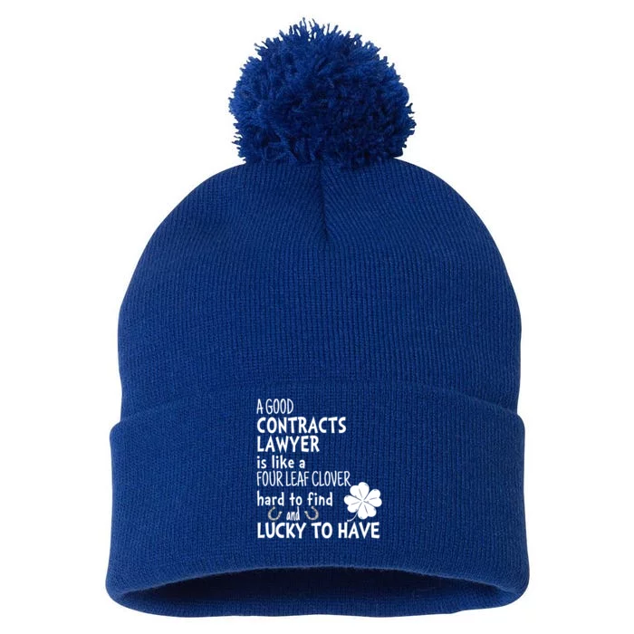 A Good Contracts Lawyer Is Like A 4 Leaf Clover St Patricks Gift Pom Pom 12in Knit Beanie