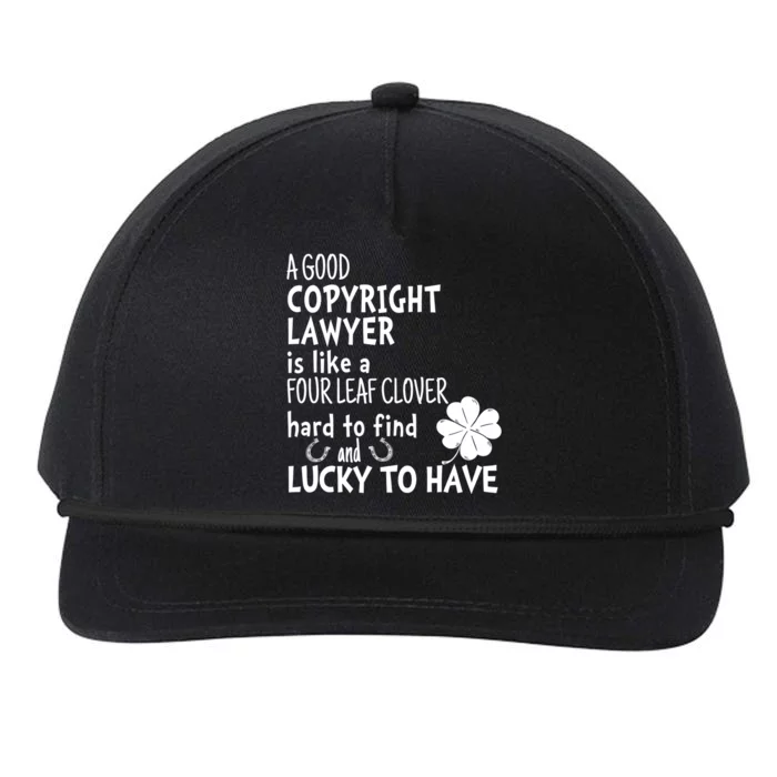 A Good Copyright Lawyer Is Like A 4 Leaf Clover St Patricks Gift Snapback Five-Panel Rope Hat