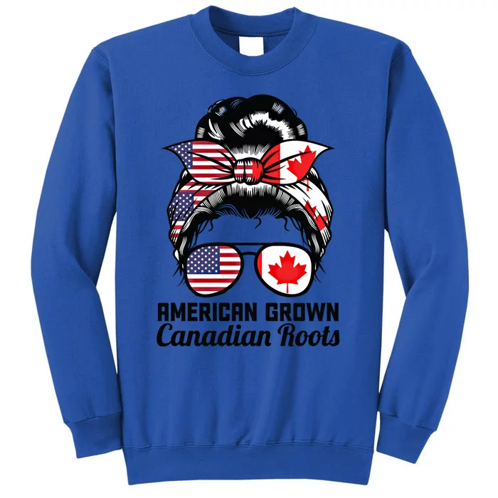 American Grown Canadian Roots Messy Bun Canada Cool Gift Sweatshirt