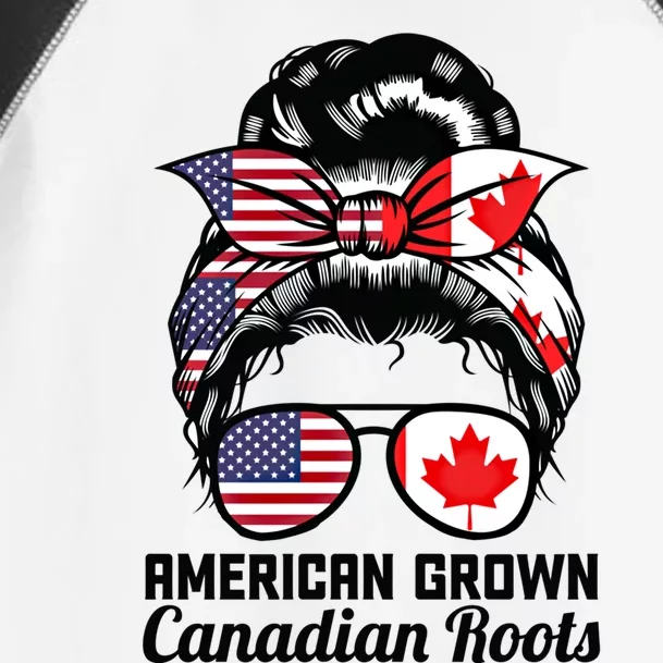 American Grown Canadian Roots Messy Bun Canada Cool Gift Toddler Fine Jersey T-Shirt