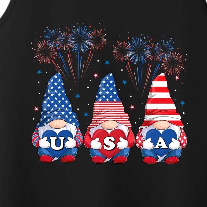 American Gnomes Cute Sunglasses Patriotic Usa 4th Of July Great Gift Performance Tank