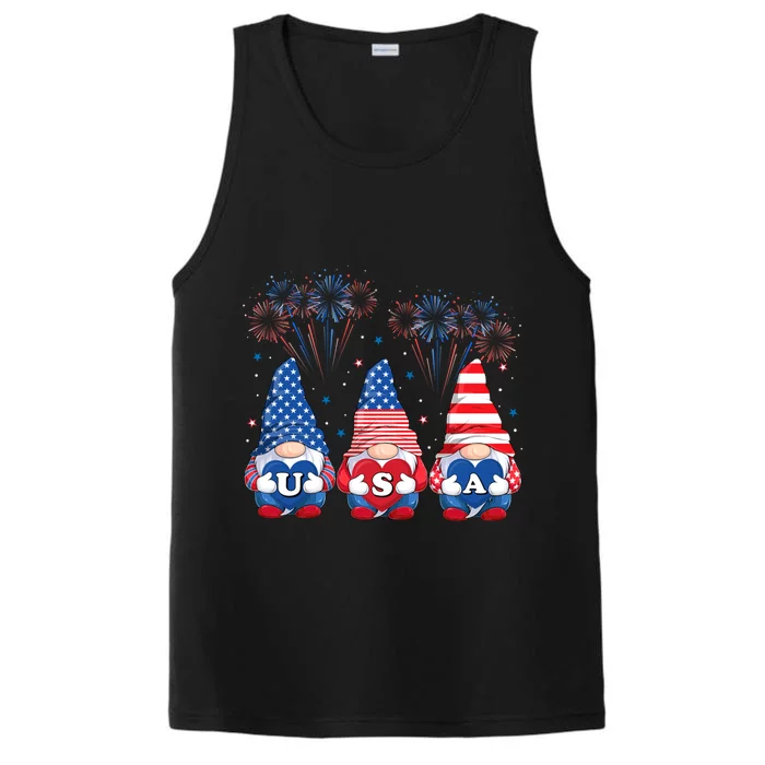 American Gnomes Cute Sunglasses Patriotic Usa 4th Of July Great Gift Performance Tank