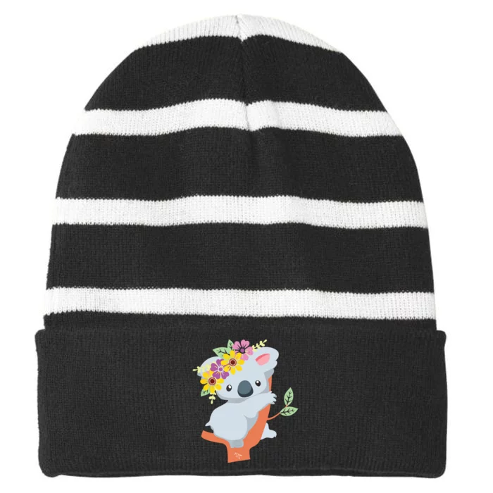 Australian Gift Cute Koala Bear Striped Beanie with Solid Band