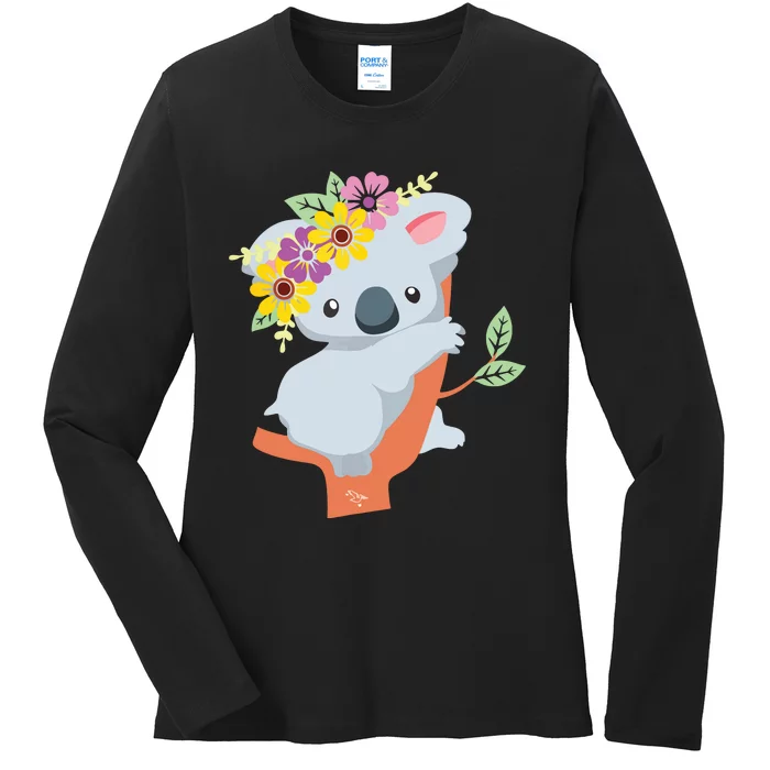 Australian Gift Cute Koala Bear Ladies Long Sleeve Shirt