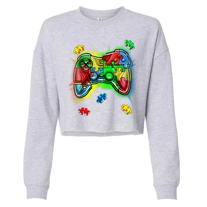 Autism Gamer Controller Cropped Pullover Crew