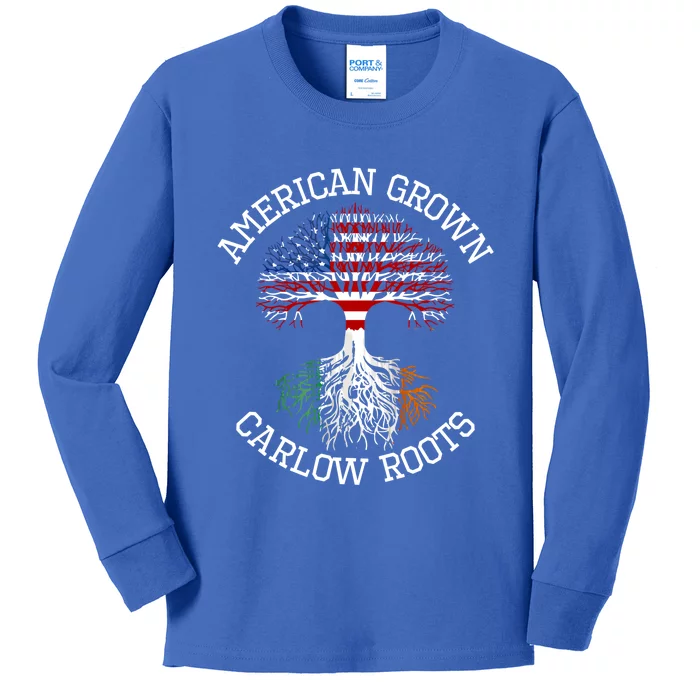 American Grown Carlow Irish Roots Ireland Heritage Gift Kids Long Sleeve Shirt