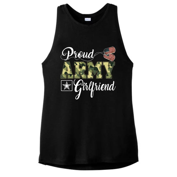 Army Girlfriend Camo Dog Tag Gift Ladies Tri-Blend Wicking Tank