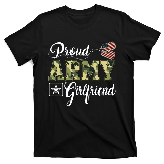 Army Girlfriend Camo Dog Tag Gift T-Shirt